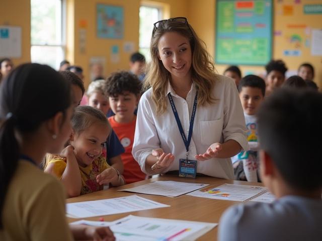 A public health educator leading a health awareness session for a diverse community group.